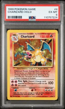 1999 Pokemon Charizard PSA 6 EX-MT - Holo - Base Set #4/102 - Image 1