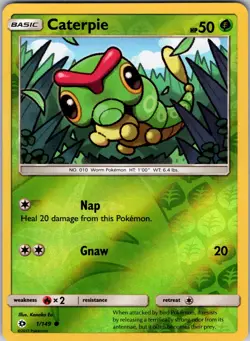 Caterpie 1/149 SM Base Set Pokemon TCG LP - Image 1