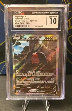 2022 POKEMON SILVER TEMPEST ULTRA RARE HOLO #184/195 REGIDRAGO V CGC 10 GEM MINT - Image 1