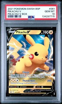 2021 POKEMON SWSH BLACK STAR PROMO #061 PIKACHU V PSA 10 GEM MINT - Image 1