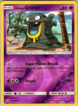 Alolan Grimer 57/149 SM Base Set Pokemon TCG LP - Image 1