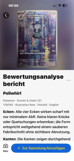 Pokemon Karte Poliwhirl 176/165 Full Art Illustration Set 151 GEM MINT - Image 4