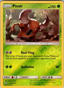 Pinsir 6/149 SM Base Set Pokemon TCG LP - Image 1