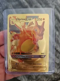 Charizard GX Gold Foil Fan Art Vinyl Premium Textured Collector Pokemon Flame - Image 1