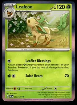 LEAFEON - 005/131 Rare Prismatic Evolutions Pokemon Holo NM - Image 1