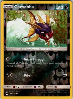 Carvanha 81/149 SM Base Set Pokemon TCG LP-NM - Image 1