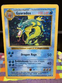 Gyarados Pokemon TCG BASE SET SHADOWLESS Holo Rare 6/102 MP - Image 1