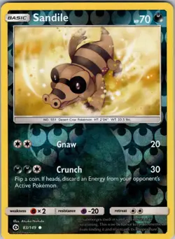 Sandile 83/149 SM Base Set Pokemon TCG LP-NM - Image 1