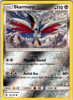 Skarmory 88/149 SM Base Set Pokemon TCG NM Reverse Holo - Image 1