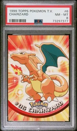 🔥 PSA 8 1999 TOPPS POKEMON TV CHARIZARD #6 Black Logo Series - Image 1