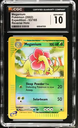 CGC 10 GEM MINT Meganium 2002 Expedition 53/165 Reverse Holo Pokemon Card - Image 1
