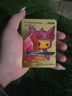 Pokemon Pikachu Cosplay Gold Foil Collectible Card Set Of 7 - Image 1