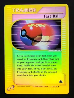 Fast Ball 124/144 Pokemon TCG Skyridge Set Card Reverse Holo E Series E Reader - Image 1