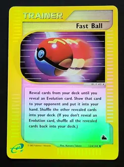 Fast Ball 124/144 Pokemon TCG Skyridge Set Card Reverse Holo E Series E Reader - Image 2