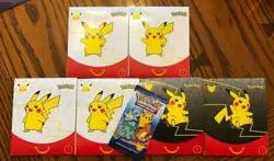 2021 MCDONALDS POKEMON 25TH ANNIV. CARDS / TOYS - WHITE BLACK #1 6 PKS+ PIKACHU - Image 1