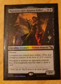 MTG Magic the Gathering - Massacre Girl, Known Killer Foil - Promo Pack Stamped - Image 1