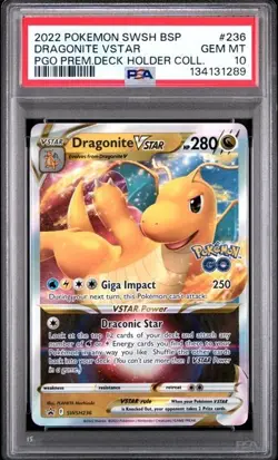 2022 Pokemon SWSH BSP Dragonite VSTAR Pokemon GO 236 PSA 10 - Image 1