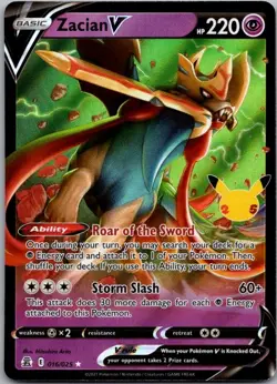 Pokemon TCG Zacian V Ultra Rare Celebrations 016/025 LP - Image 1
