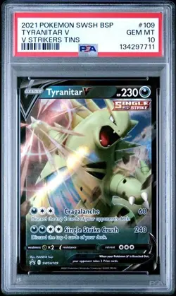Pokemon V Strikers Tin Promo Tyranitar V SWSH109 PSA 10 - Image 1