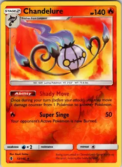 Chandelure 13/145 SM - Guardians Rising Pokemon TCG NM Reverse Holo - Image 1