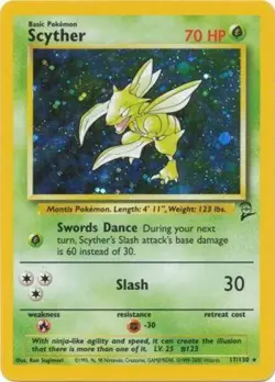 Lightly Played Scyther - 17/130 - Holo Rare - Unlimited Edition Pokemon Base Set - Image 1