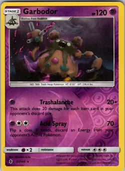 Garbodor 51/145 SM - Guardians Rising Reverse Holo Pokemon TCG NM - Image 1