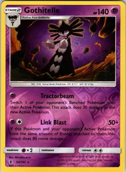Gothitelle 54/145 SM - Guardians Rising Pokemon TCG NM Reverse Holo - Image 1