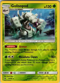 Golisopod 9/145 SM - Guardians Rising Reverse Holo Pokemon TCG NM - Image 1