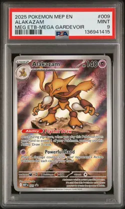 2025 Pokemon Black Star Promo #009 Alakazam ETB Mega Gardevoir PSA 9 - Image 1