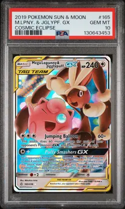 Pokemon Mega Lopunny & Jigglypuff GX 165 Cosmic Eclipse PSA 10 GEM MINT - Image 1
