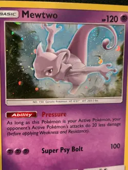 2017 Pokemon Shining Legends Pin Collection Promo SM77 Mewtwo Holo *SWIRL* LP+ - Image 3