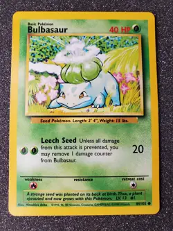 Bulbasaur Base set Pokemon card NM - Image 1