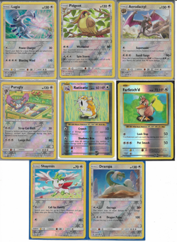 POKEMON 8 CARD REVERSE HOLO COLORLESS LOT WITH LUGIA - Image 1