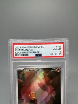 charmander 2023 151 MEW EN Illustration Rare Card #168 PSA 8 - Image 2