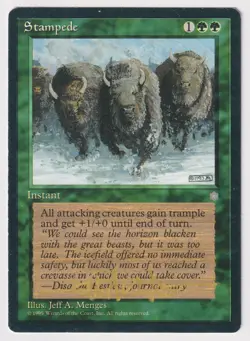 Gold Signed Stampede HP Ice Age Artist Jeff A. Menges 1995 WOTC MTG Magic Rare! - Image 1