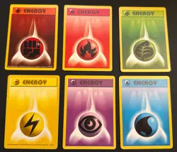 Complete Lot of 6 Shadowless Base Set Pokemon Energy Cards, #97 - #102 - Image 1