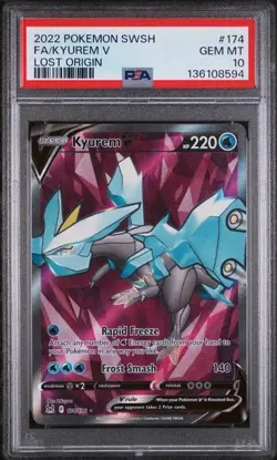 Pokemon Kyurem V (Full Art) 174/196 Swsh11: Lost Origin Holo PSA 10 - Image 1
