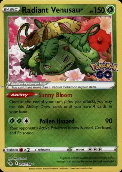 Radiant Venusaur Holo Radiant Rare Pokemon GO 004/078 NM - Image 1