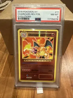 2016 POKEMON XY EVOLUTIONS #11 CHARIZARD-REVERSE FOIL PSA 8 - Image 1