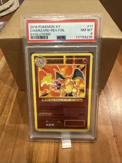2016 POKEMON XY EVOLUTIONS #11 CHARIZARD-REVERSE FOIL PSA 8 - Image 2