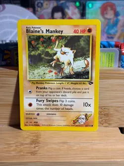 BLAINE'S MANKEY 63/132 Gym Challenge Vintage Unlimited Pokemon TCG LP - Image 1
