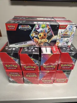 18 Sam’s Club Pokemon Prismatic Evolutions Surprise Box & Booster Bundles SEALED - Image 1