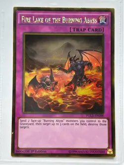 Yu-Gi-Oh Fire Lake of the Burning Abyss PGL3-EN098 Gold Rare 1st Edition NM - Image 1