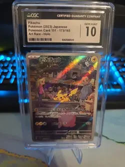 🔥💥 Pikachu 173/165 AR Japanese 151 Pokemon Card CGC 10 Gem Mint Art Rare 🔥💥 - Image 1