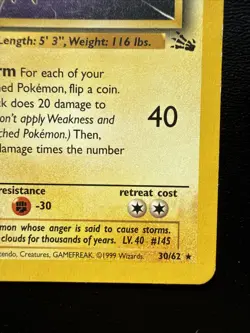FREE SHIPPING Pokemon TCG Zapdos Fossil 1st Edition Non-Holo Card 30/62 MP - Image 4