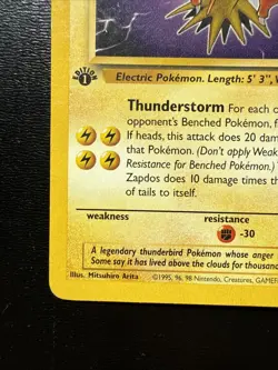 FREE SHIPPING Pokemon TCG Zapdos Fossil 1st Edition Non-Holo Card 30/62 MP - Image 5