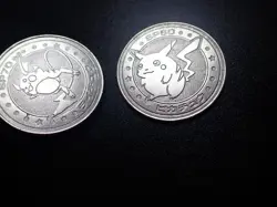 Pokemon Card Meiji Promo Battle Coin Silver x2 Raichu & Pikachu #6221 PLAY - Image 4