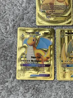 Set of 3 Dragonite EX Bust In+2 Dragonite GX Dragon Claw Gold Foil Fan Art Cards - Image 3