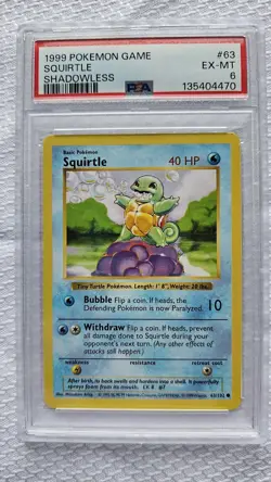 Pokemon Squirtle Base Set Shadowless #63/102 PSA 6 1999 English - Image 1