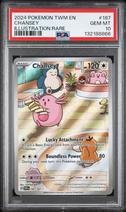2024 POKEMON TWM EN-TWILIGHT MASQUERADE ILLUSTRATION RARE #187 CHANSEY PSA 10 - Image 1